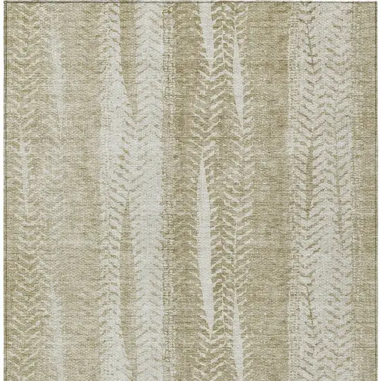 Beige Tan And Taupe Botanical Leaves Washable Indoor Outdoor Area Rug Photo 6
