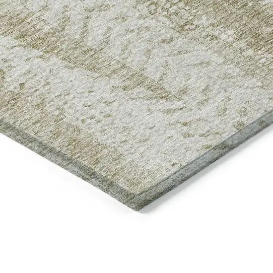 Beige Tan And Taupe Botanical Leaves Washable Indoor Outdoor Area Rug Photo 4