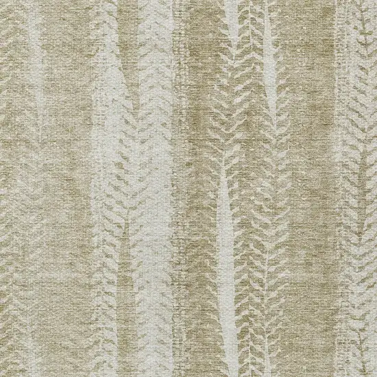 Beige Tan And Taupe Botanical Leaves Washable Indoor Outdoor Area Rug Photo 5