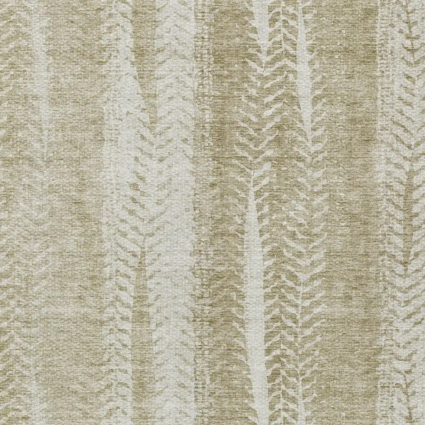 Beige Tan And Taupe Botanical Leaves Washable Indoor Outdoor Area Rug Photo 5
