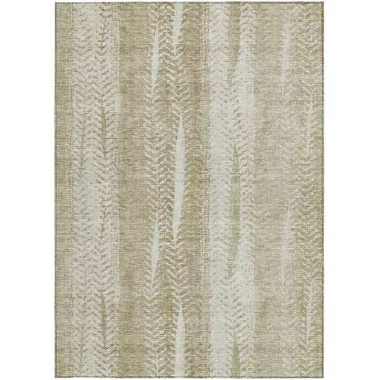 Beige Tan And Taupe Botanical Leaves Washable Indoor Outdoor Area Rug Photo 6