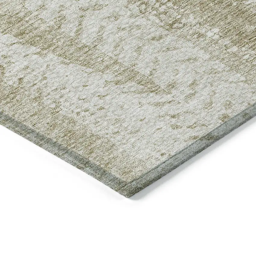 Beige Tan And Taupe Botanical Leaves Washable Indoor Outdoor Area Rug Photo 4