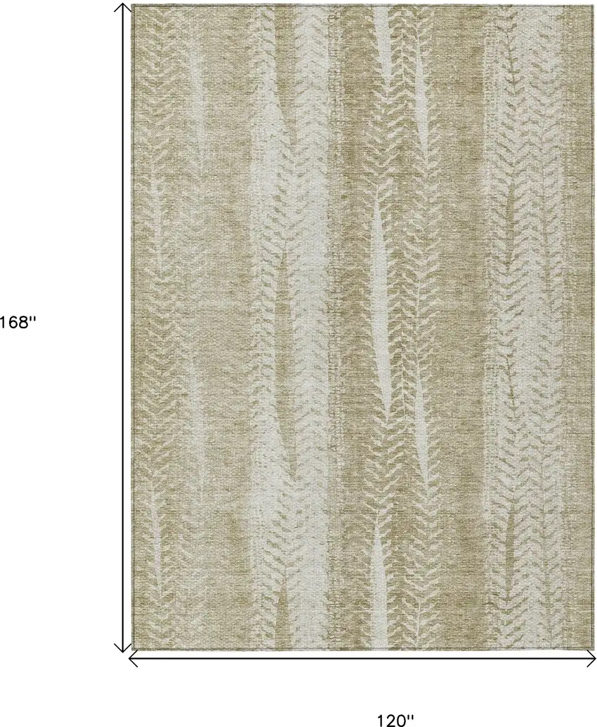 Beige Tan And Taupe Botanical Leaves Washable Indoor Outdoor Area Rug Photo 3