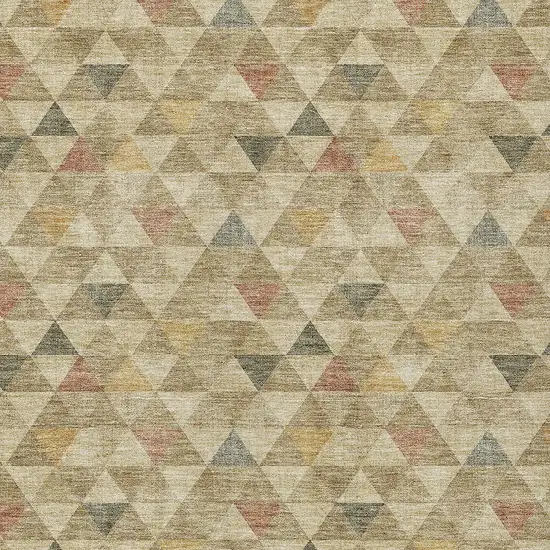 Beige Tan And Taupe Geometric Washable Indoor Outdoor Area Rug Photo 6
