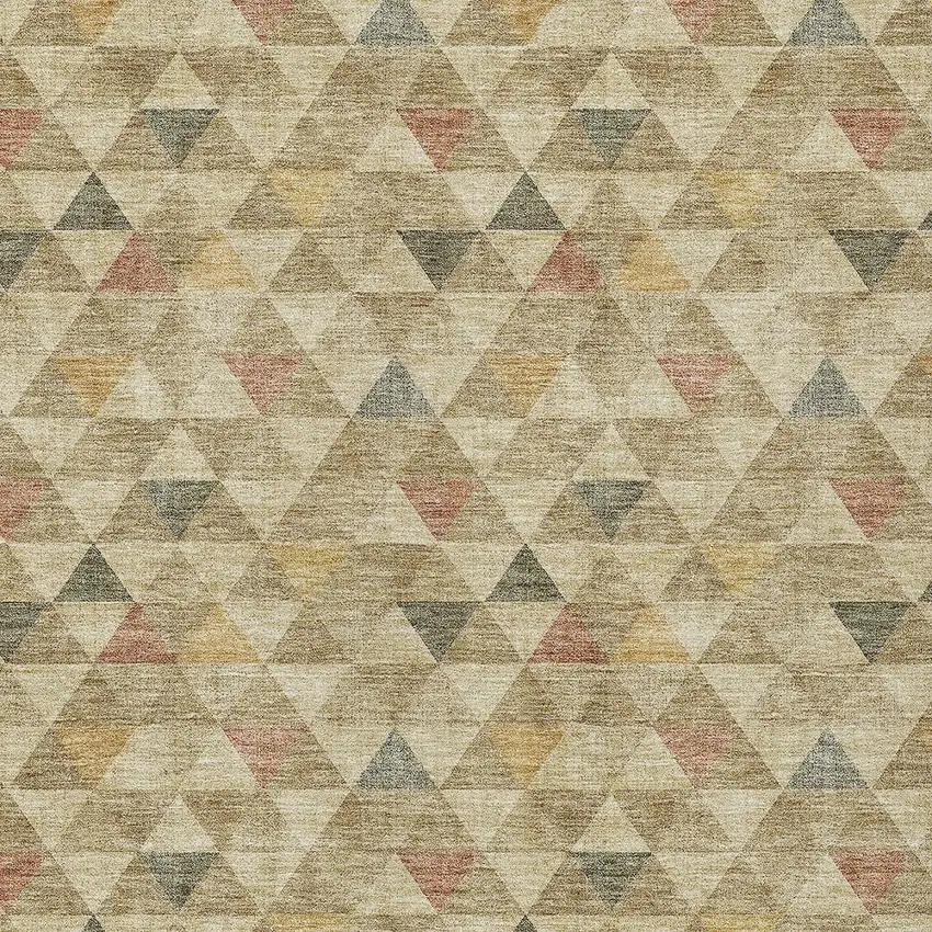Beige Tan And Taupe Geometric Washable Indoor Outdoor Area Rug Photo 6