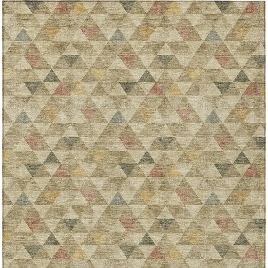 Beige Tan And Taupe Geometric Washable Indoor Outdoor Area Rug Photo 4