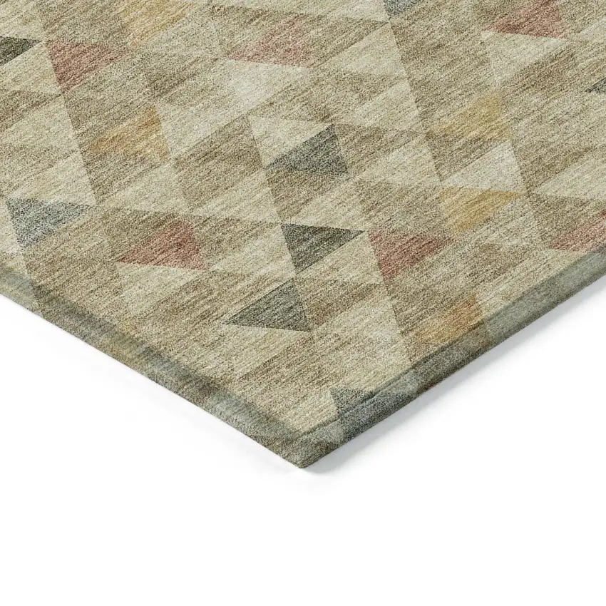 Beige Tan And Taupe Geometric Washable Indoor Outdoor Area Rug Photo 4