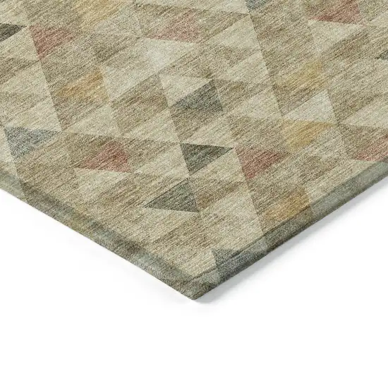 Beige Tan And Taupe Geometric Washable Indoor Outdoor Area Rug Photo 4