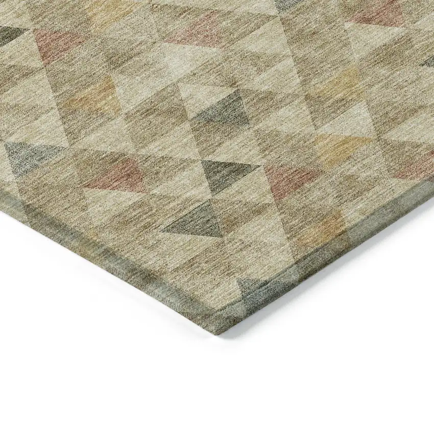 Beige Tan And Taupe Geometric Washable Indoor Outdoor Area Rug Photo 4