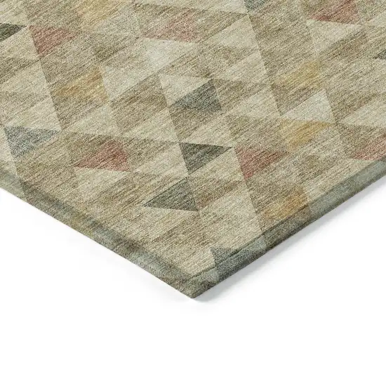 Beige Tan And Taupe Geometric Washable Indoor Outdoor Area Rug Photo 4