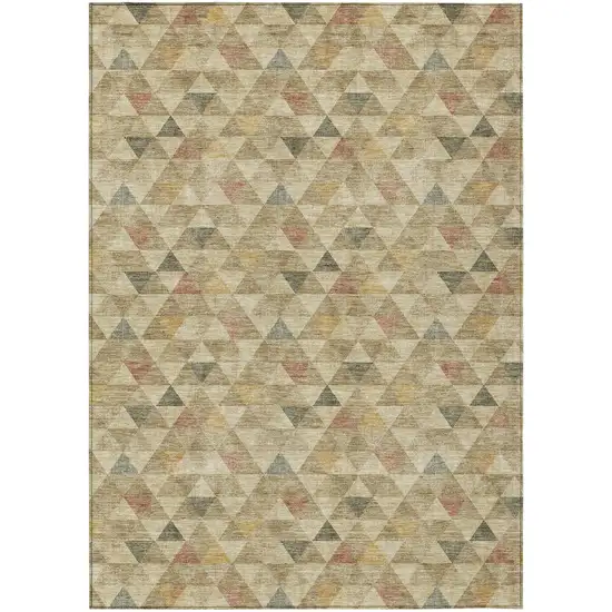 Beige Tan And Taupe Geometric Washable Indoor Outdoor Area Rug Photo 2