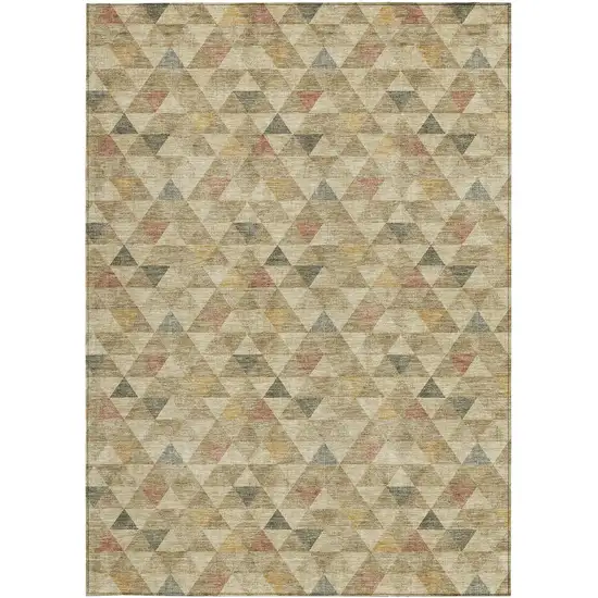 Beige Tan And Taupe Geometric Washable Indoor Outdoor Area Rug Photo 5