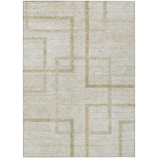 Beige Tan And Taupe Geometric Washable Indoor Outdoor Area Rug Photo 2