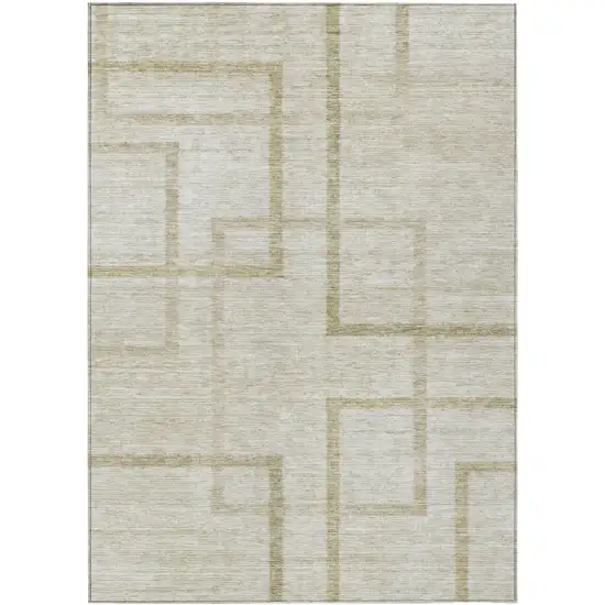 Beige Tan And Taupe Geometric Washable Indoor Outdoor Area Rug Photo 2