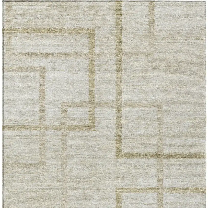 Beige Tan And Taupe Geometric Washable Indoor Outdoor Area Rug Photo 7