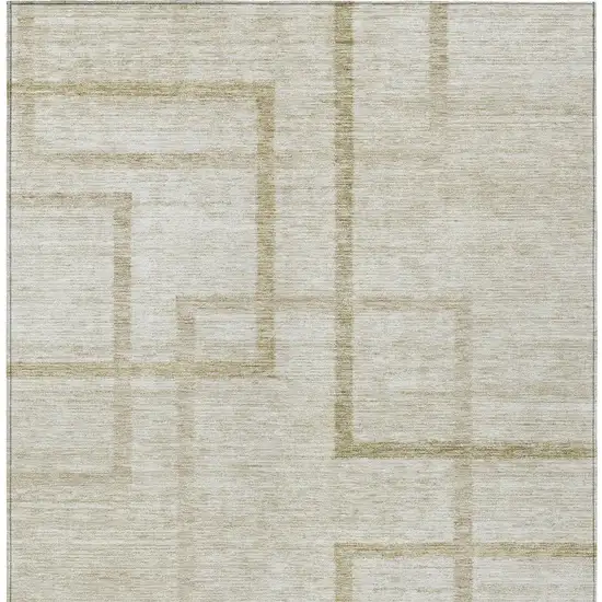 Beige Tan And Taupe Geometric Washable Indoor Outdoor Area Rug Photo 7