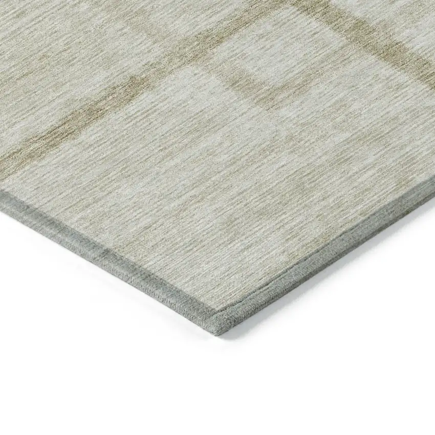 Beige Tan And Taupe Geometric Washable Indoor Outdoor Area Rug Photo 5