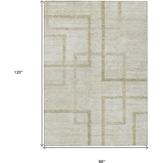Beige Tan And Taupe Geometric Washable Indoor Outdoor Area Rug Photo 3