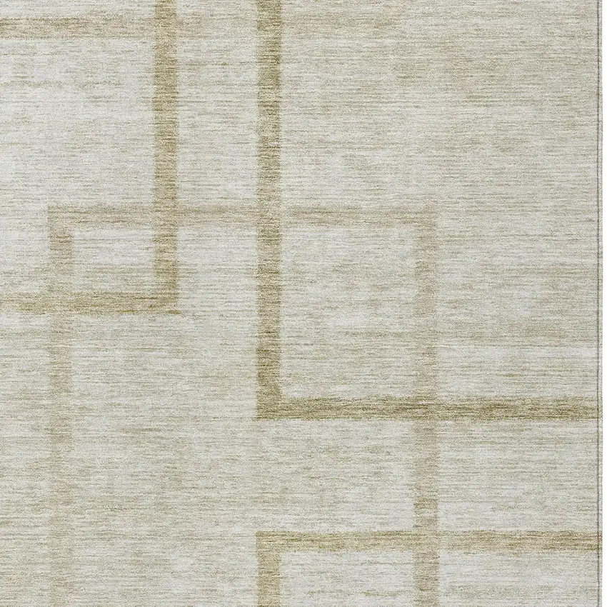 Beige Tan And Taupe Geometric Washable Indoor Outdoor Area Rug Photo 6
