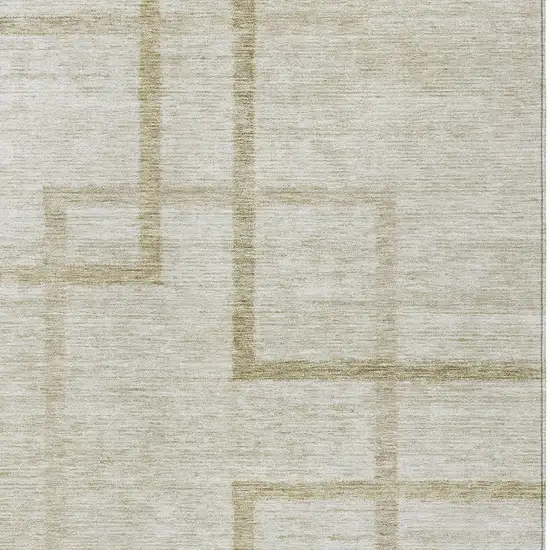 Beige Tan And Taupe Geometric Washable Indoor Outdoor Area Rug Photo 6