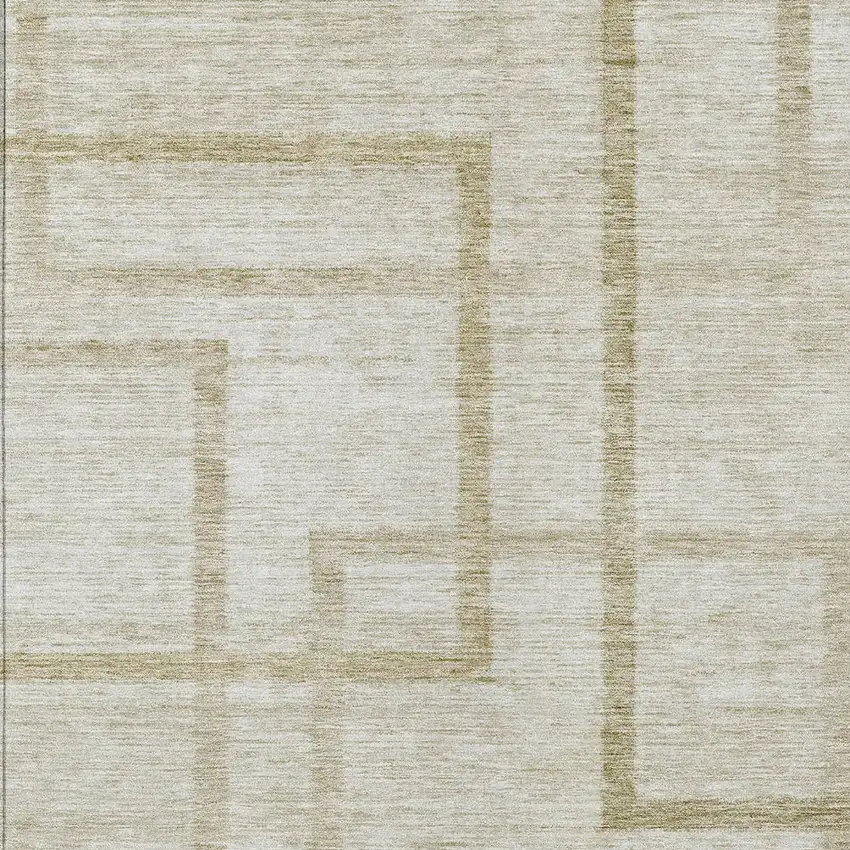 Beige Tan And Taupe Geometric Washable Indoor Outdoor Area Rug Photo 6