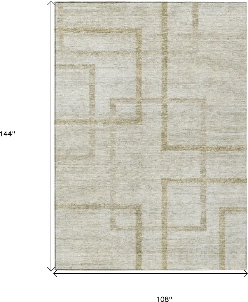 Beige Tan And Taupe Geometric Washable Indoor Outdoor Area Rug Photo 3