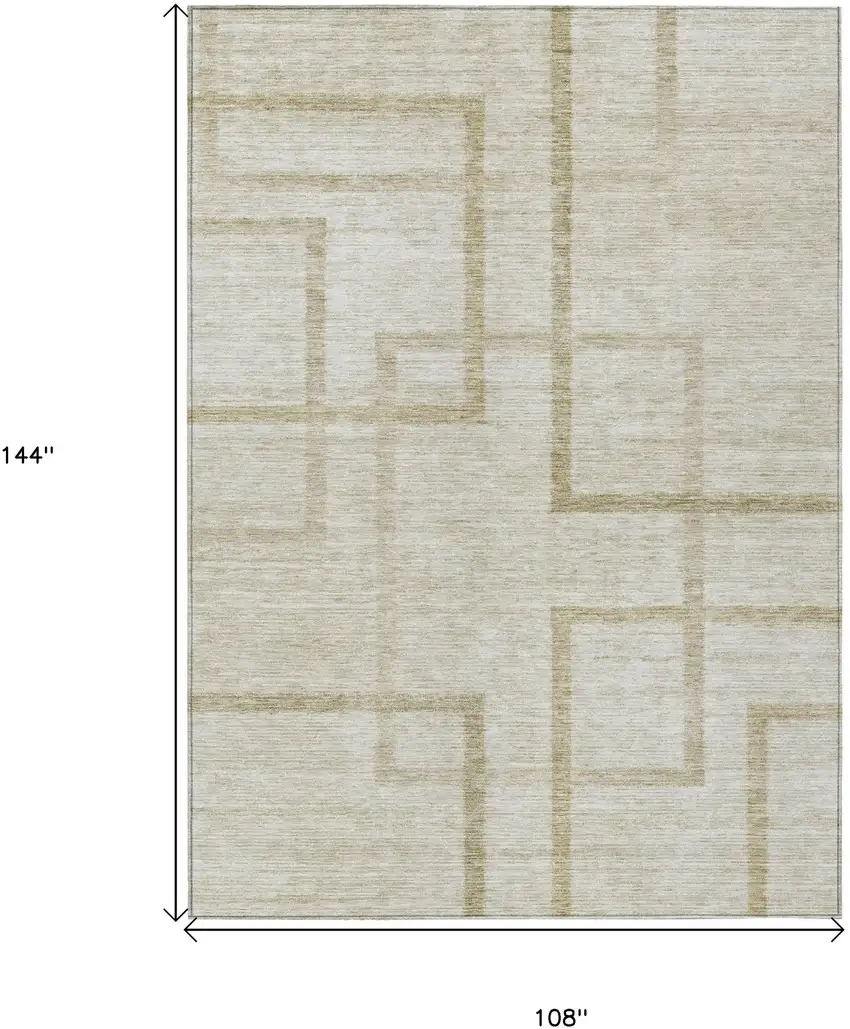 Beige Tan And Taupe Geometric Washable Indoor Outdoor Area Rug Photo 3