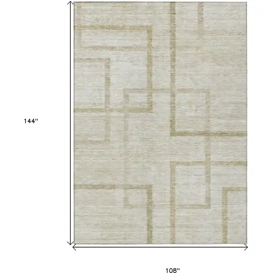 Beige Tan And Taupe Geometric Washable Indoor Outdoor Area Rug Photo 3