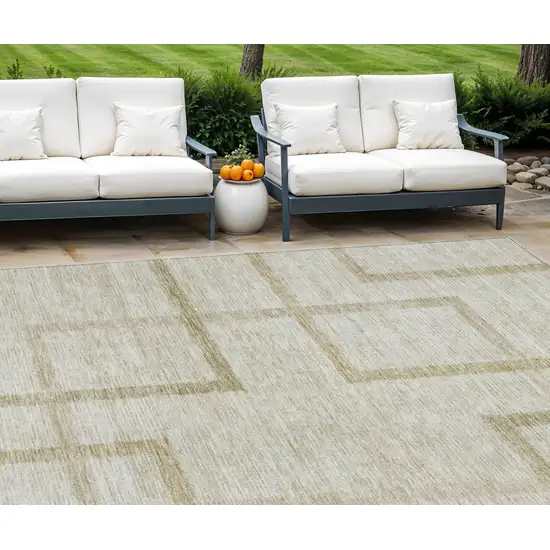 Beige Tan And Taupe Geometric Washable Indoor Outdoor Area Rug Photo 1