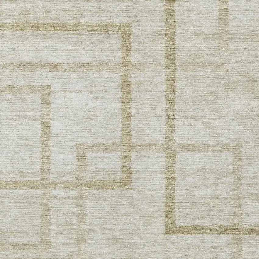 Beige Tan And Taupe Geometric Washable Indoor Outdoor Area Rug Photo 6