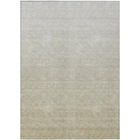 Beige Tan And Taupe Ombre Washable Indoor Outdoor Area Rug Photo 2