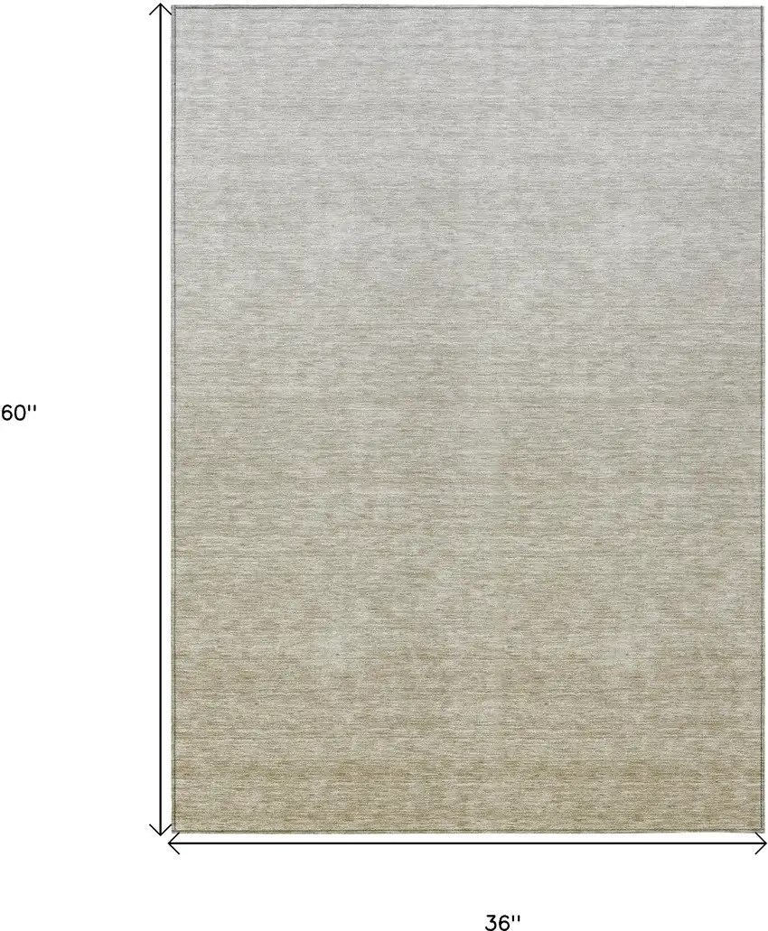 Beige Tan And Taupe Ombre Washable Indoor Outdoor Area Rug Photo 3