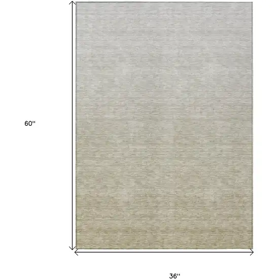 Beige Tan And Taupe Ombre Washable Indoor Outdoor Area Rug Photo 3