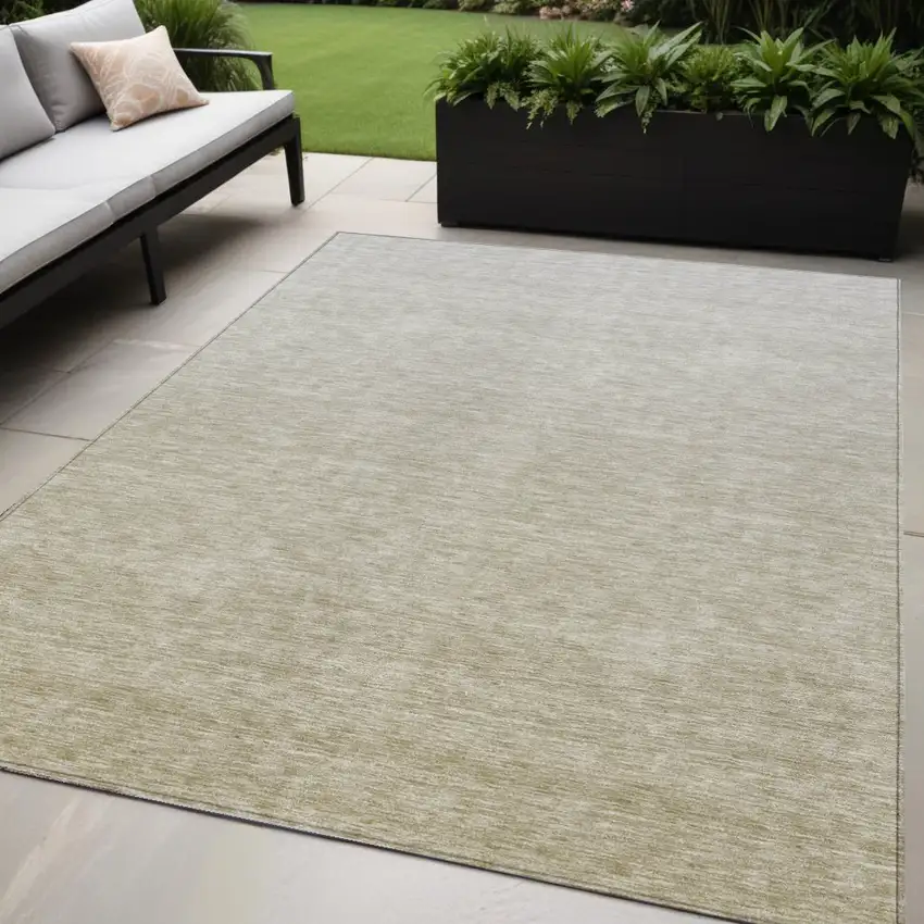 Beige Tan And Taupe Ombre Washable Indoor Outdoor Area Rug Photo 1