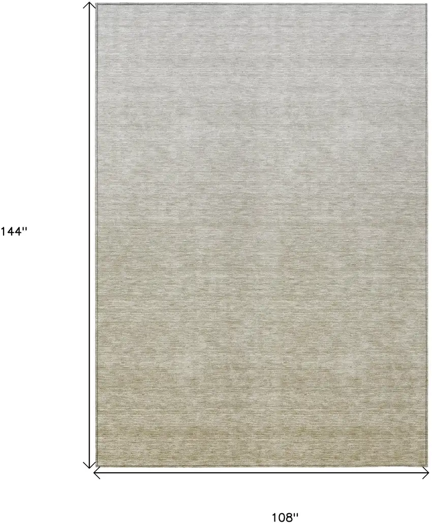 Beige Tan And Taupe Ombre Washable Indoor Outdoor Area Rug Photo 3