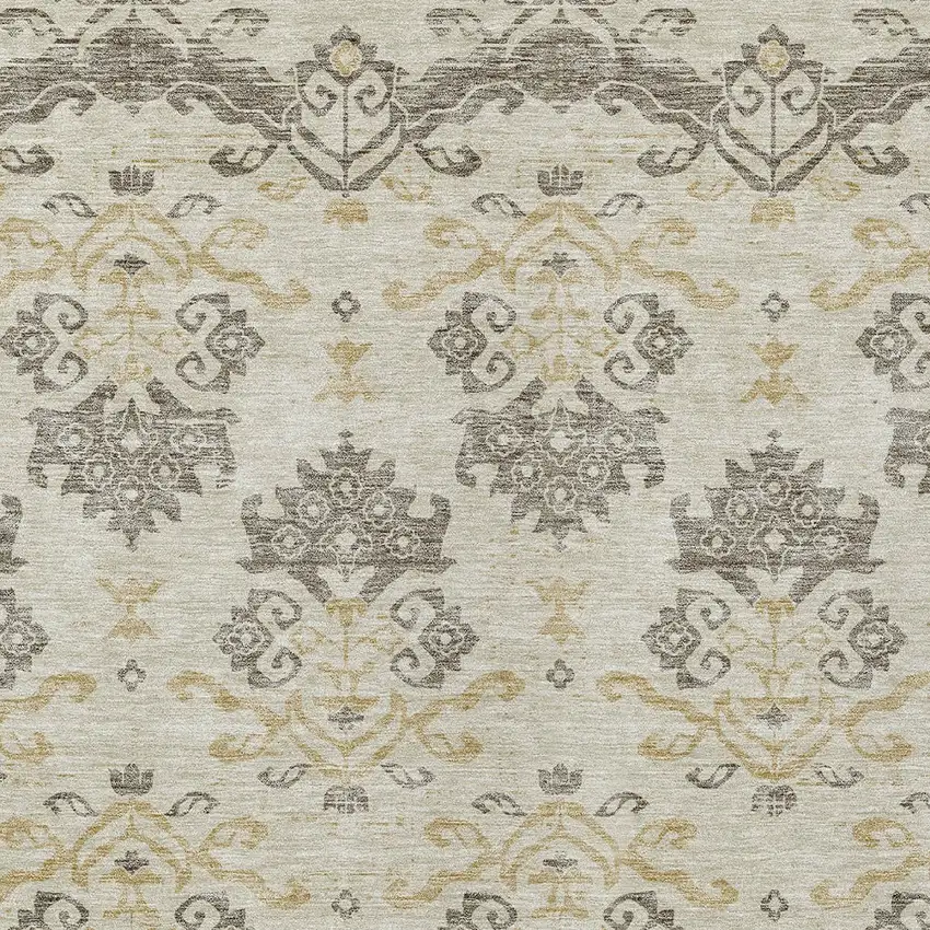 Beige Tan And Taupe Oriental Washable Indoor Outdoor Area Rug Photo 5