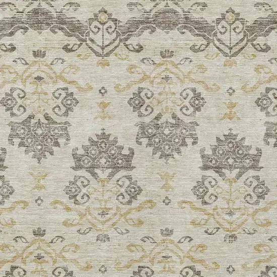 Beige Tan And Taupe Oriental Washable Indoor Outdoor Area Rug Photo 5
