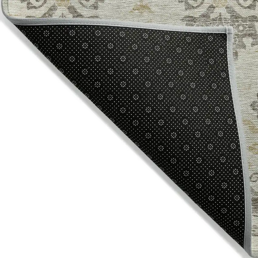 Beige Tan And Taupe Oriental Washable Indoor Outdoor Area Rug Photo 4