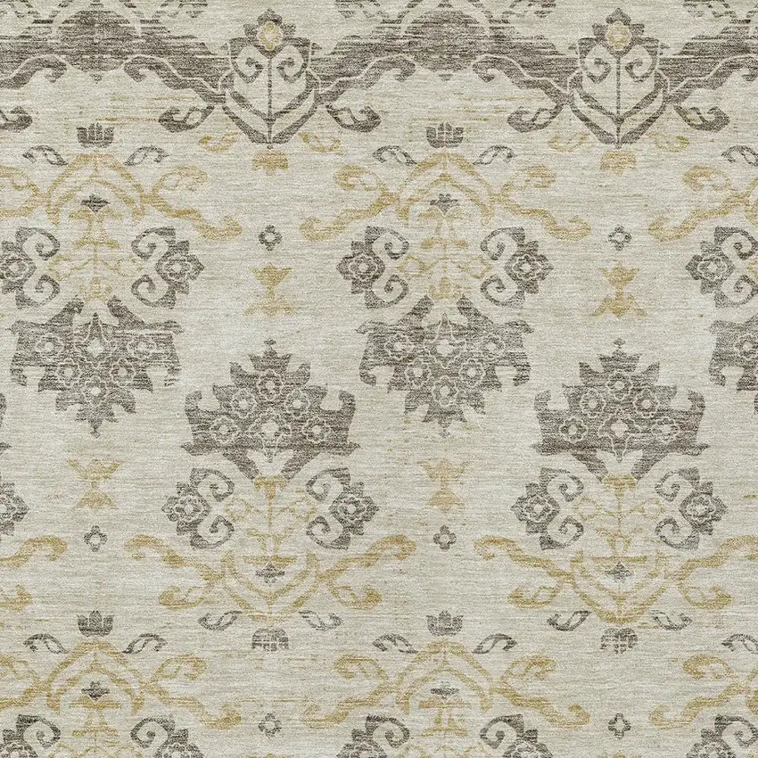Beige Tan And Taupe Oriental Washable Indoor Outdoor Area Rug Photo 5