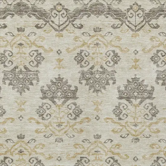 Beige Tan And Taupe Oriental Washable Indoor Outdoor Area Rug Photo 5