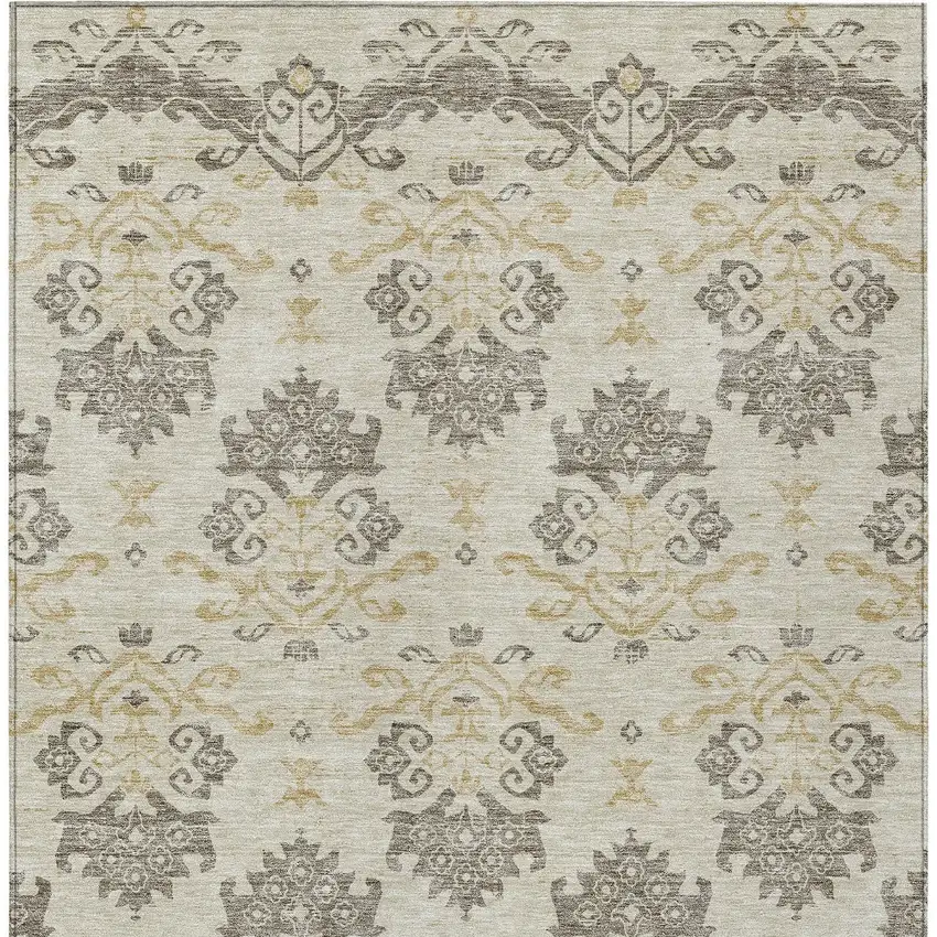 Beige Tan And Taupe Oriental Washable Indoor Outdoor Area Rug Photo 6