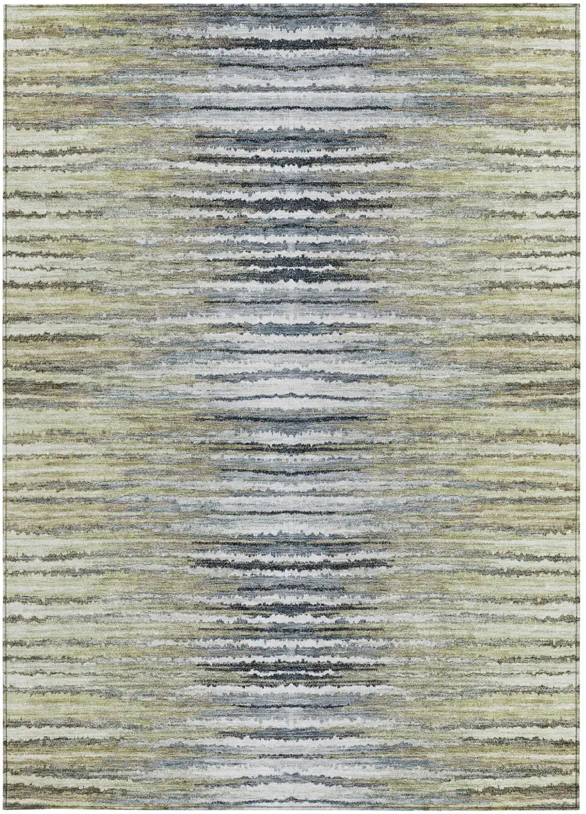 Beige Tan And Taupe Striped Washable Indoor Outdoor Area Rug Photo 6