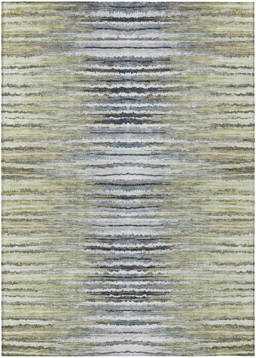 Beige Tan And Taupe Striped Washable Indoor Outdoor Area Rug Photo 2
