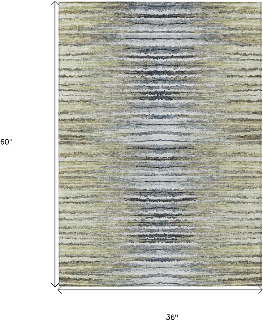 Beige Tan And Taupe Striped Washable Indoor Outdoor Area Rug Photo 3