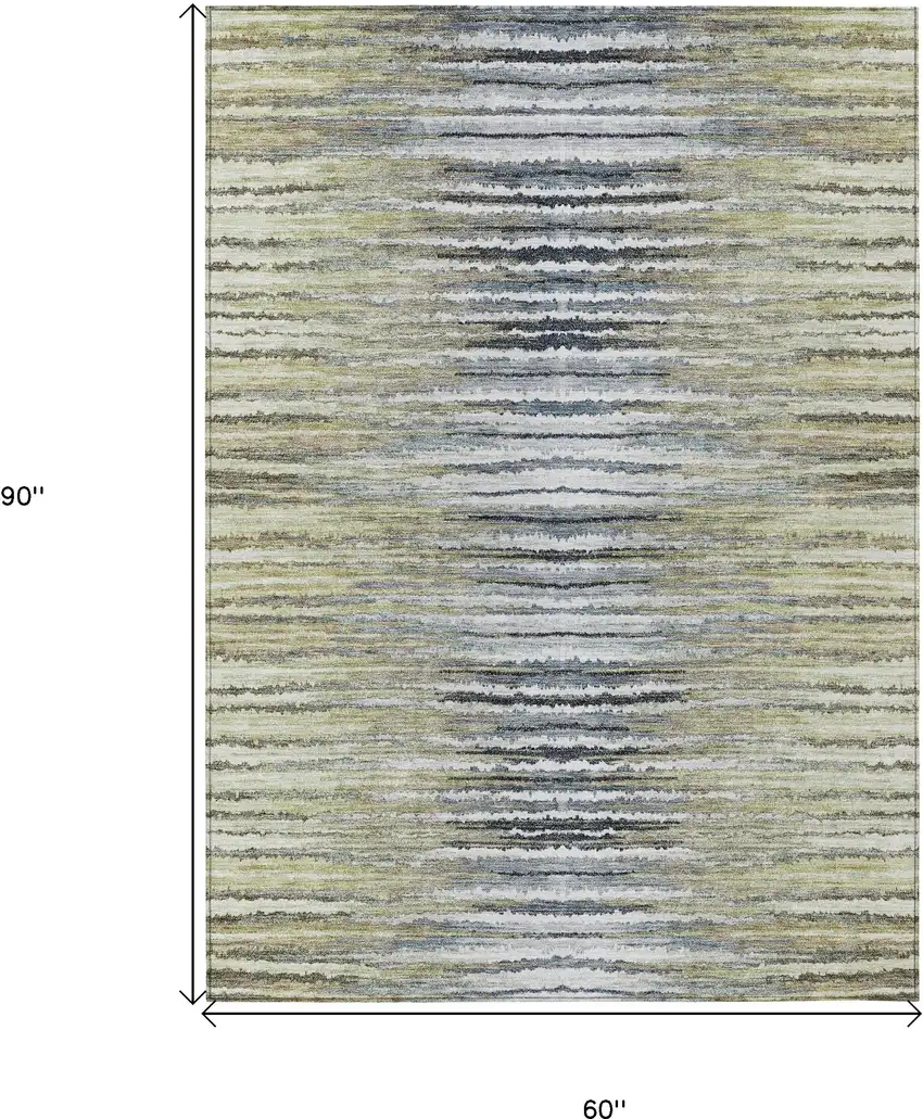 Beige Tan And Taupe Striped Washable Indoor Outdoor Area Rug Photo 3