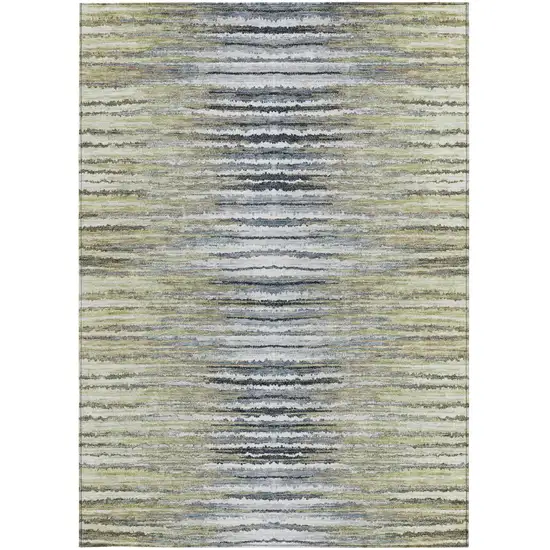 Beige Tan And Taupe Striped Washable Indoor Outdoor Area Rug Photo 6