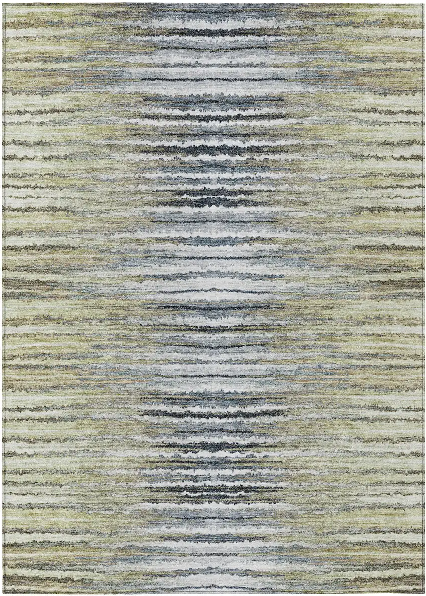 Beige Tan And Taupe Striped Washable Indoor Outdoor Area Rug Photo 2