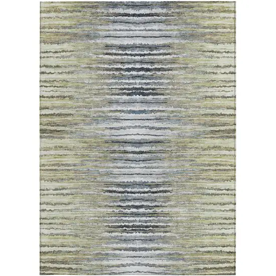 Beige Tan And Taupe Striped Washable Indoor Outdoor Area Rug Photo 5