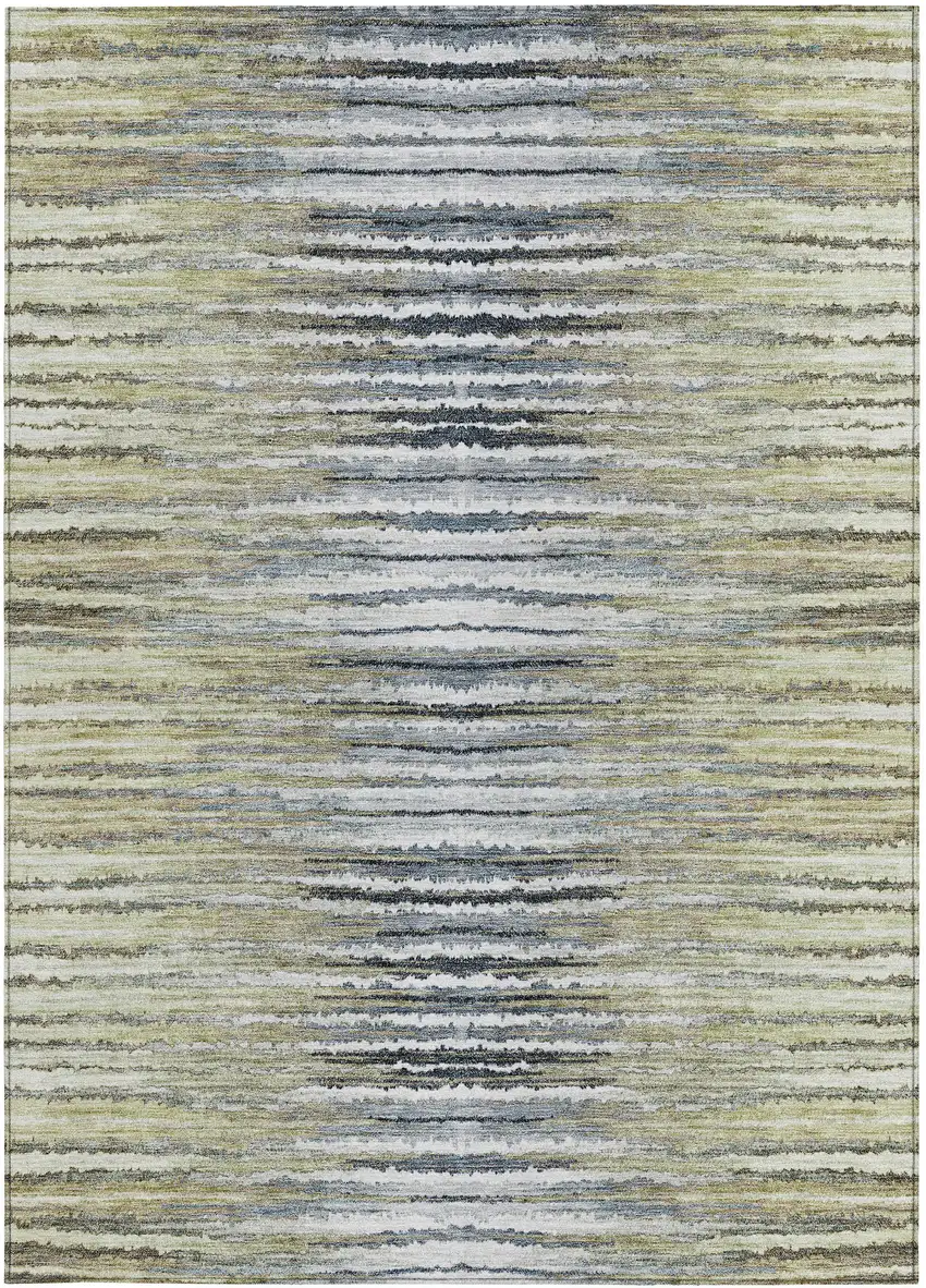 Beige Tan And Taupe Striped Washable Indoor Outdoor Area Rug Photo 5