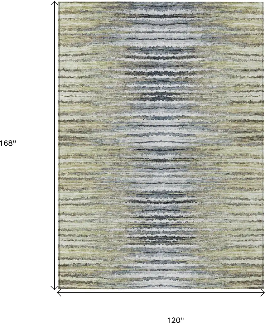 Beige Tan And Taupe Striped Washable Indoor Outdoor Area Rug Photo 3